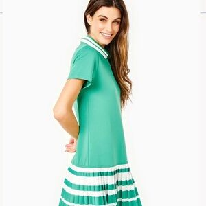 New ADDISON BAY Kelly Green Pleated Sea Island Tennis Mini Dress Size XS $168